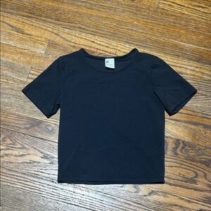 Classic Black Soft Nylon Spandex slight crop T-Shirt